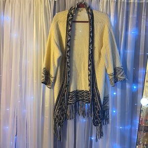 High low fringe cardigan
